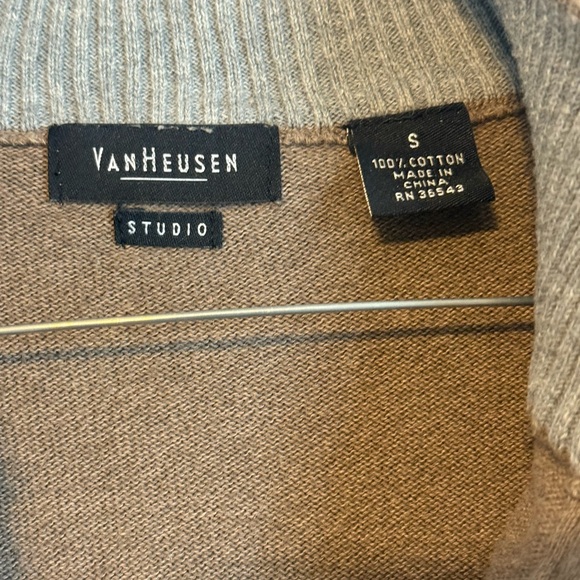 Van Heusen Brown Argyle 1/4 Zip Sweater - Picture 2 of 5